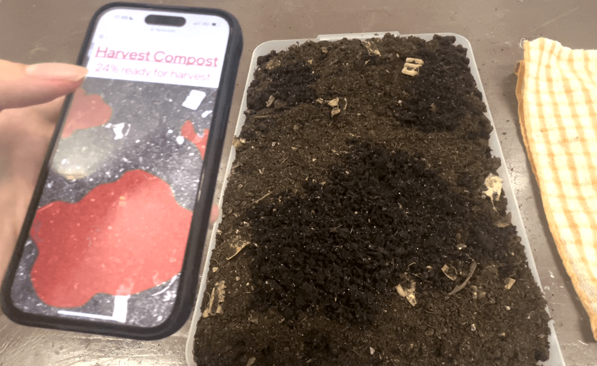 Computer Vision on a smartphone used to separate compost